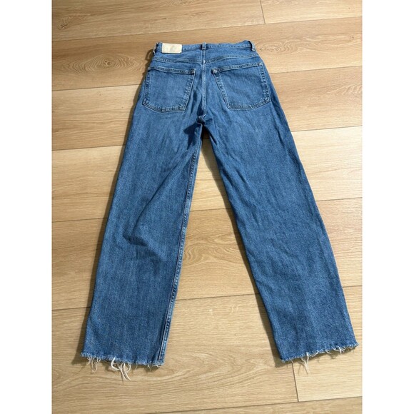 EVERLANE Women's High Waisted Straight Leg Jean 26 Regular Blue Denim Raw Hem - Picture 10 of 10